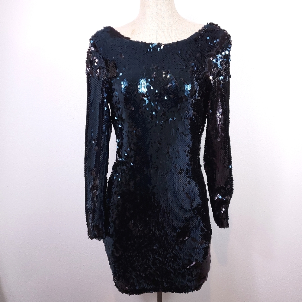 Zara Blue/Black Sequin Midi Dress